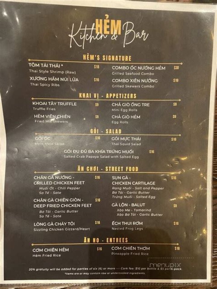 Discoveries From The Hem Kitchen And Bar Menu