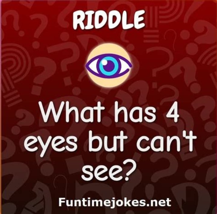 What Possesses 4 Eyes Yet Cannot See?